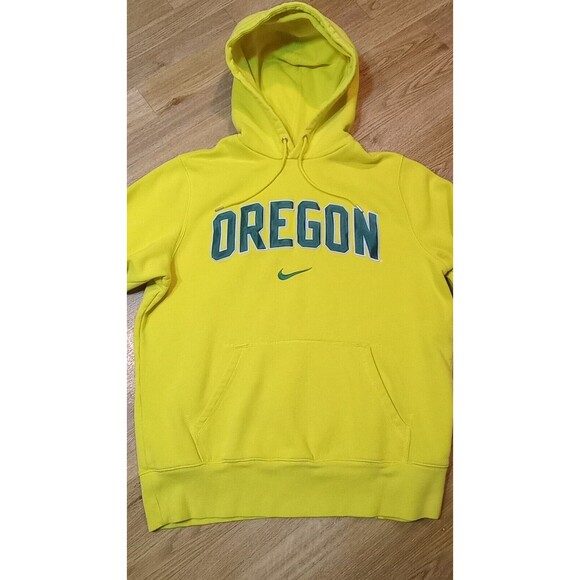 VINTAGE Oregon Ducks Nike Hoodie Large Adult Swoosh Fleece Spell Out Sweatshirt - Picture 2 of 16